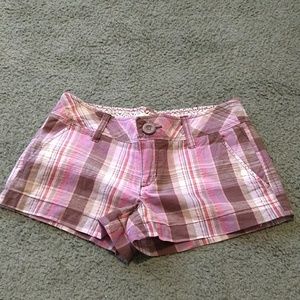 Aeropostale purple plaid shortie shorts xs sz 1/2